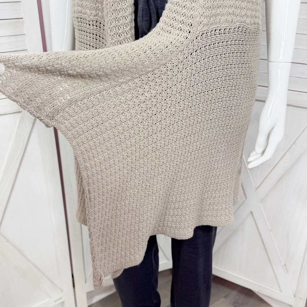 RXB Boho Open‎ Waterfall Long Cardigan Sweater Vest Tan Large Cotton